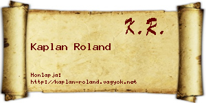 Kaplan Roland névjegykártya